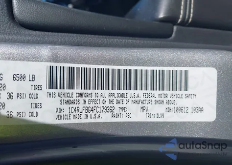 2015 Jeep Grand Cherokee Limited z USA, uszkodzony, nr VIN 1C4RJFBG4FC179362